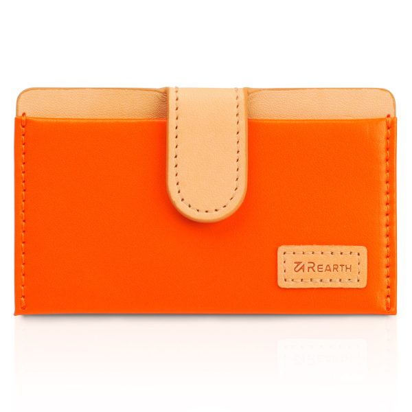 Card Holder | Genuine Leather - Orange Online now